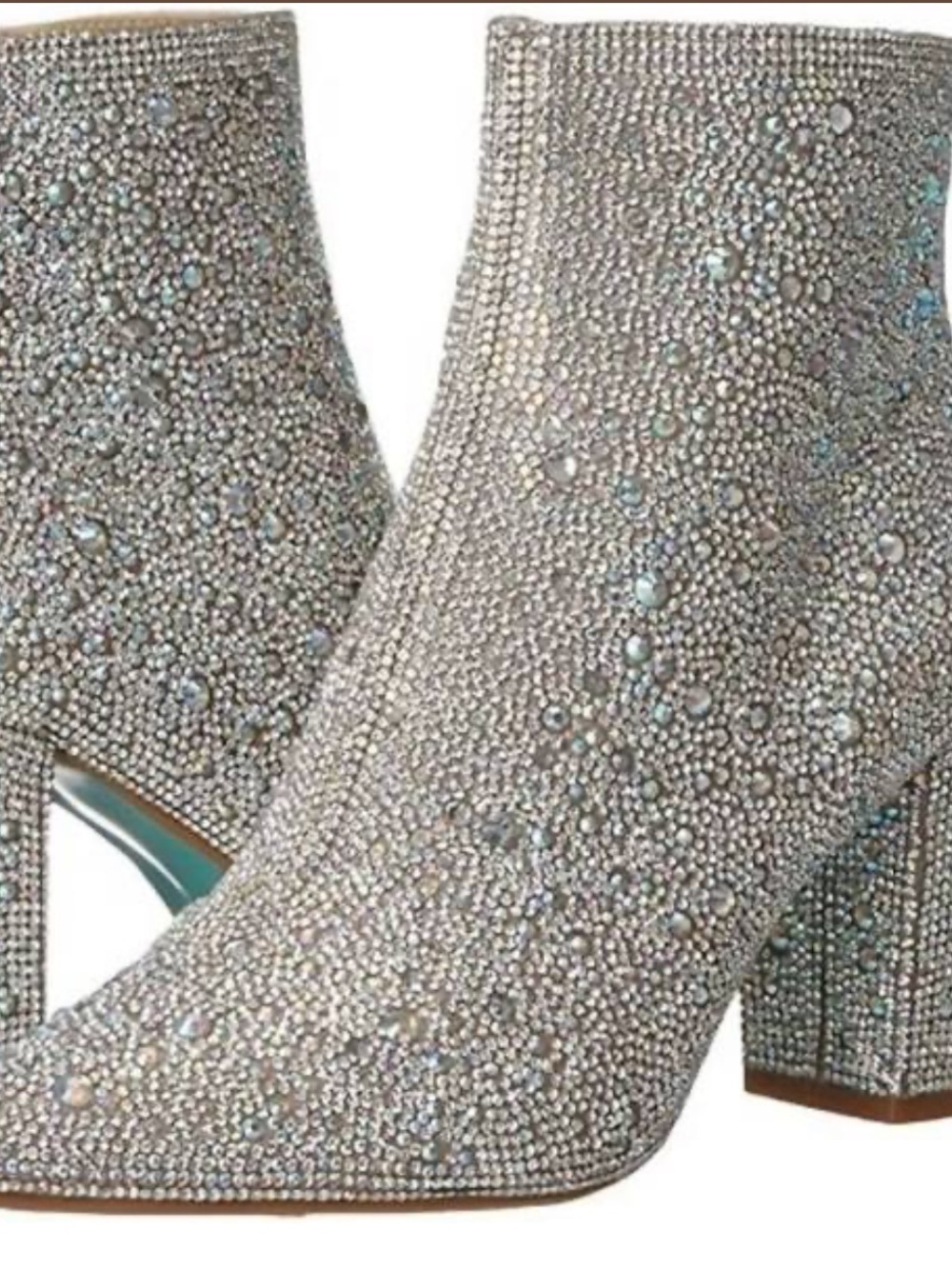Betsey Johnson Silver Crystal Embellished Ankle Booties
